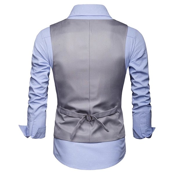 Miesten Virallinen Puku Liivi Slim Fit Rentoutunut Liikepukeutumisliivi Grey XL