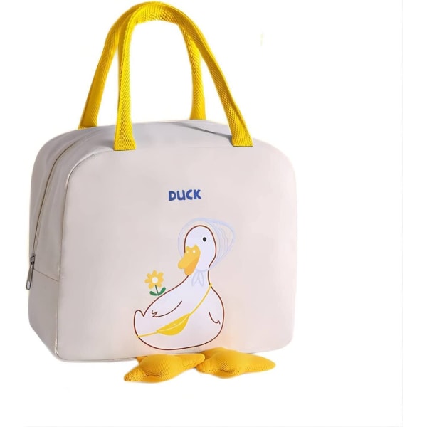 Cute Duck Portable Återanvändbar isolerad lunchpåse Beige