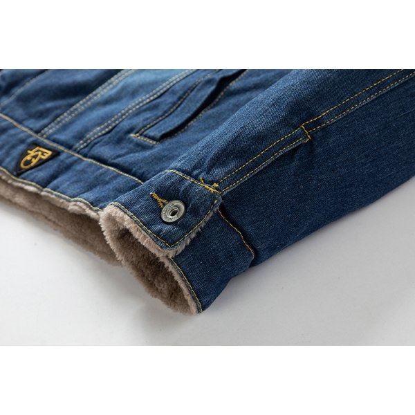 Miesten Fleeceulostettu Jeans Takki Talvitakki Dark Blue XL