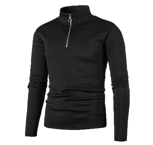 Herrar Tröja Placket Zip Solid Färg Mocka Halsjacka Black XXL