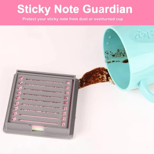 Sticky Note Holder med Stencil, Sticky Note Dispenser Kompatibel med Post-It Note Black