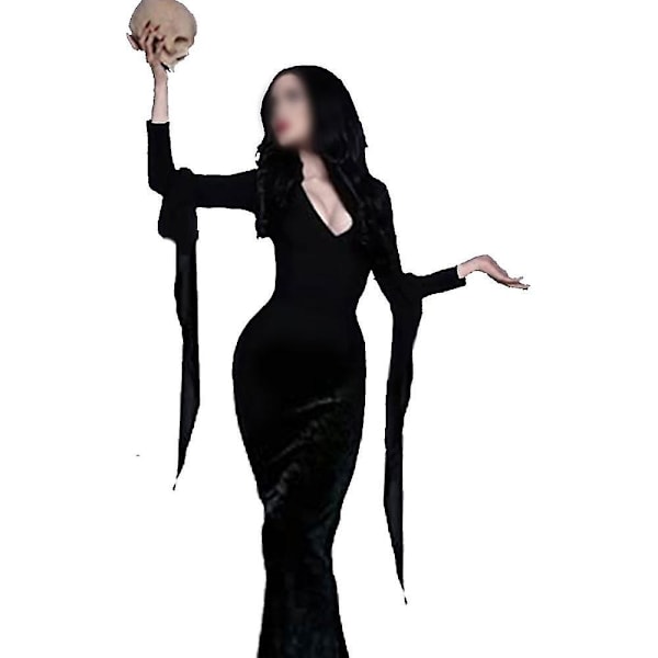 Morticia Kostym Klänning För Kvinnor Halloween Kostymer Cosplay M