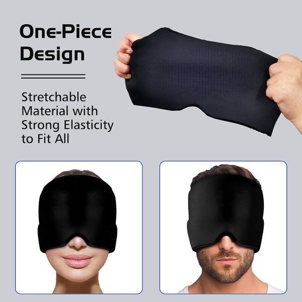 Huvudvärk Förkylning Migrän Relief Head Ice Pack Wrap Black double layer