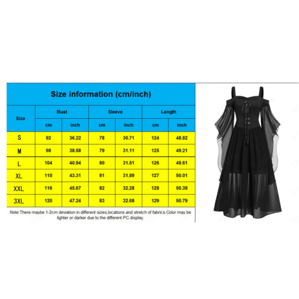 Gotisk punkklänning för kvinnor Cosplayklänning black XL