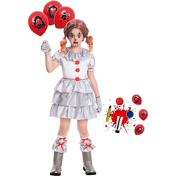 Clownkostym för flickor Halloween Läskig Clownkostym S