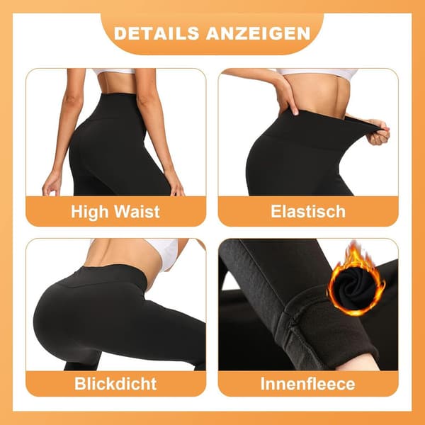 Vintervarme fleecefôrede leggings for kvinner Black White 2XL