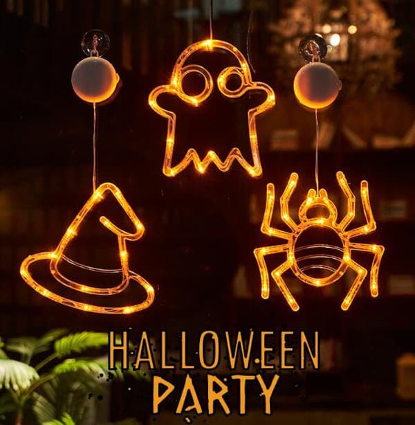 Fönster-Sugkopp LED-Ljus Halloween Dekoration Spider web