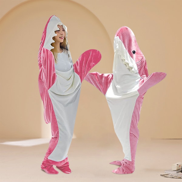 Shark Blanket, Blanket Sovsäcksdräkt för Cosplay Shower Pink 190cm
