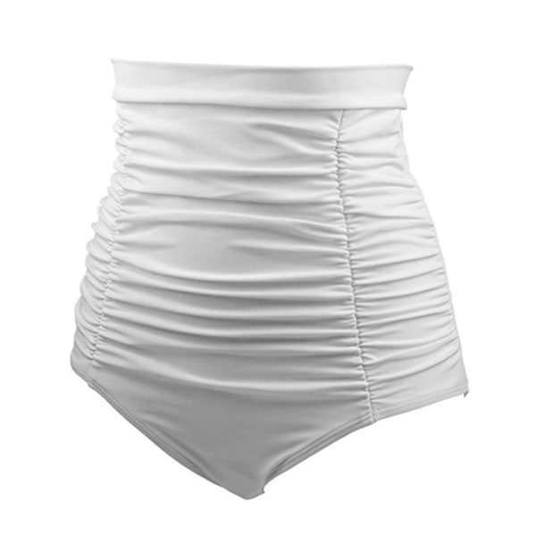 Dame Ruched Høytaljet Bikinitruse Retro Vintage Svøm white S