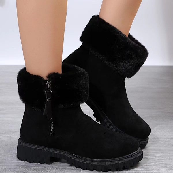 Vinter Non Slip Tykke Plys Damestøvler Black 41