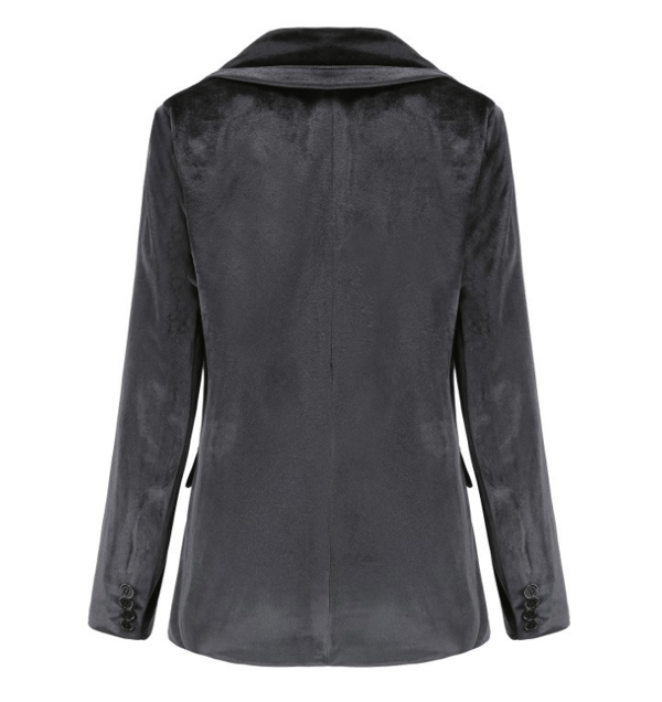 Kvinnor 1-knapps Velvet Blazer Coat Casual Jacka black S
