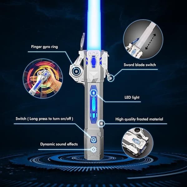 LED Farveændrende Star Wars Teleskopiske Lysværd Legetøj Silver