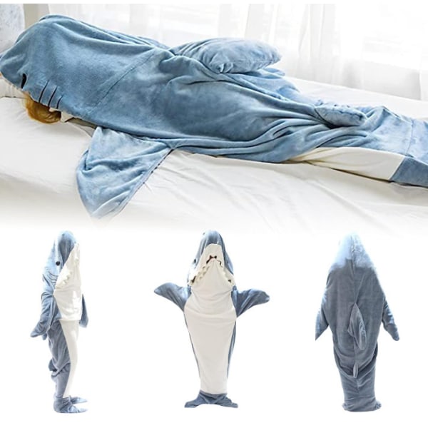 Shark Blanket, Blanket Sovsäcksdräkt för Cosplay Shower Blue 140cm
