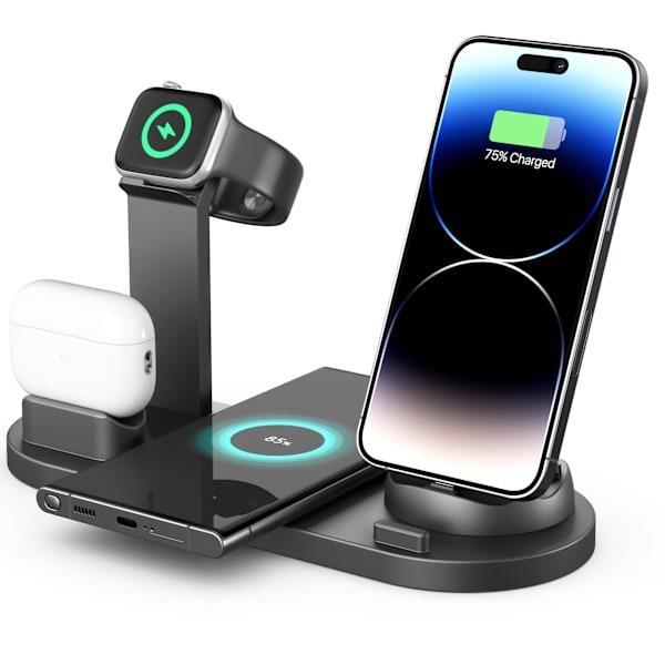 Useiden laitteiden latausasema Applelle, 4-in-1 langaton latausasema