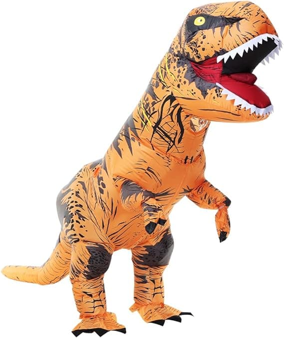 Oppblåsbart Dinosaurkostyme for Voksne, Dinosaur Oppblåsbart Kostyme for Voksne Brown