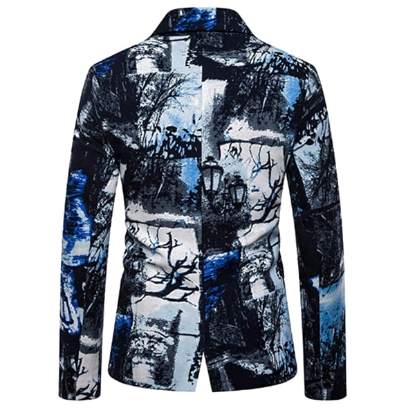 Herr 3- print kostym Casual Party Tux Slim Fit Outfit dark blue M