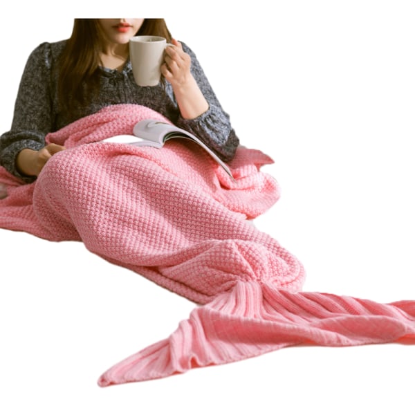 Stickad Mermaid Tail Filt Virkad Mermaid Throw Pink 80*180cm