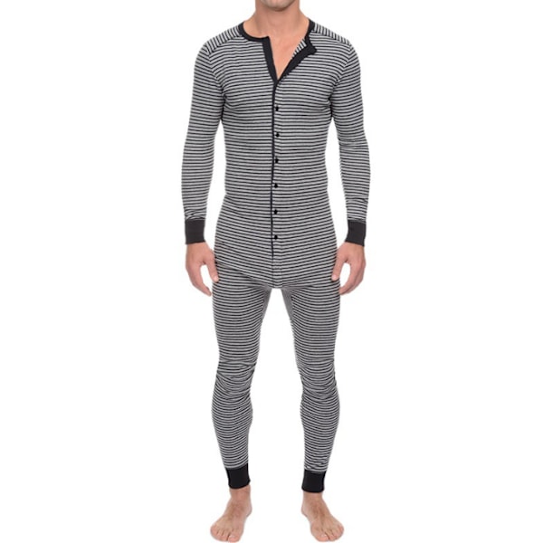 Långärmad bekväm avskalad pyjamasbyxdress för män grey M