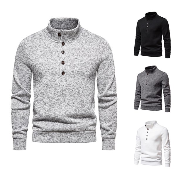 Turtleneck-tröja för män Casual Stickad Pullover-tröja Light Gray L