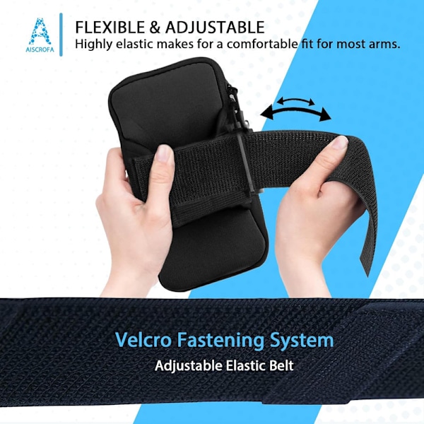 Sports Armbånd, Løbe- og Fitness Universal Smartphone Armtaske Black