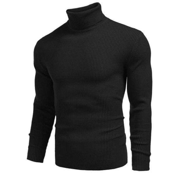 Halsduktröja för män, långärmad, pullover Black M