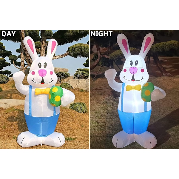 Påskblå Kanin som Håller Ägg Uppblåsbar Utomhusdekoration Rabbit