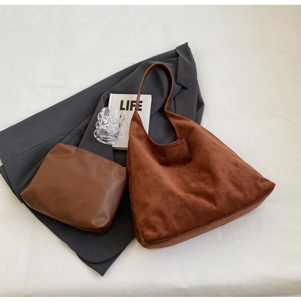 Totevesker for kvinner Arbeidsvesker Suede Slouchy Bag Brown