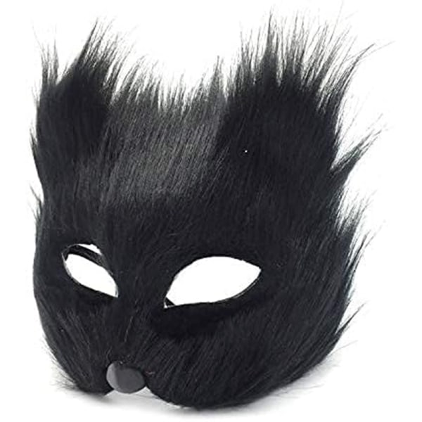 Halloween Fox Mask Cosplay Kostym Fox Half Face Masks BLACK