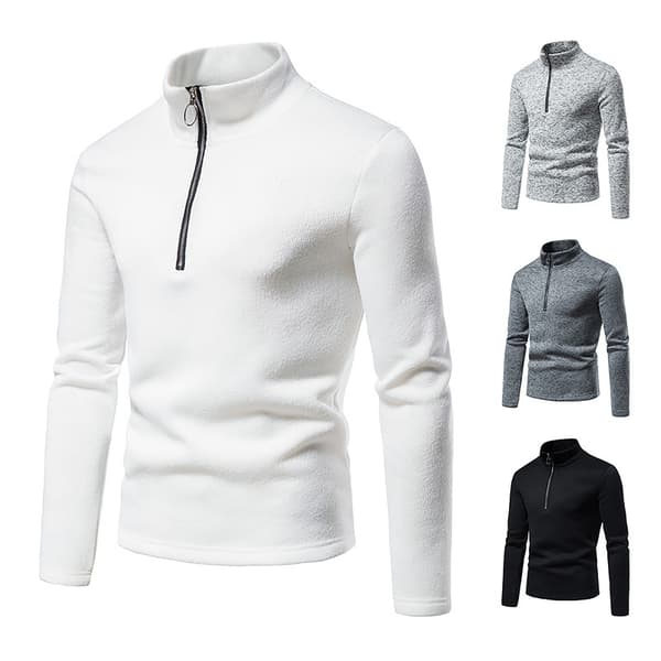 Hettegenser for menn med glidelås, smal passform White 2XL