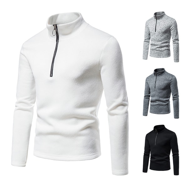 Mænds Lynlås Trøje Slim Crew Sweater White S