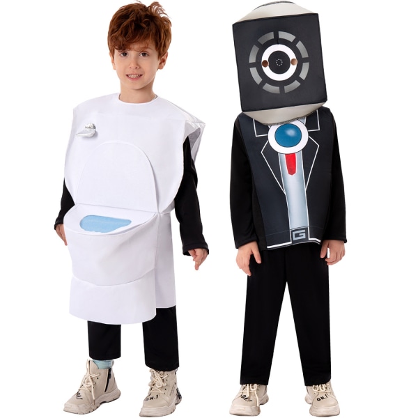 Kids Skibidi Toalett Man Kostym Halloween Dress Up Sound Man M