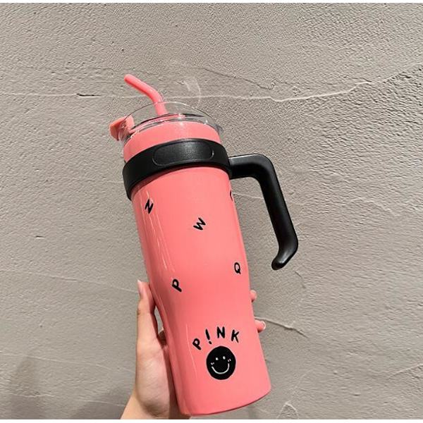1200ML Handtag Stor Kapacitet Rostfritt Stål Mugg Pink