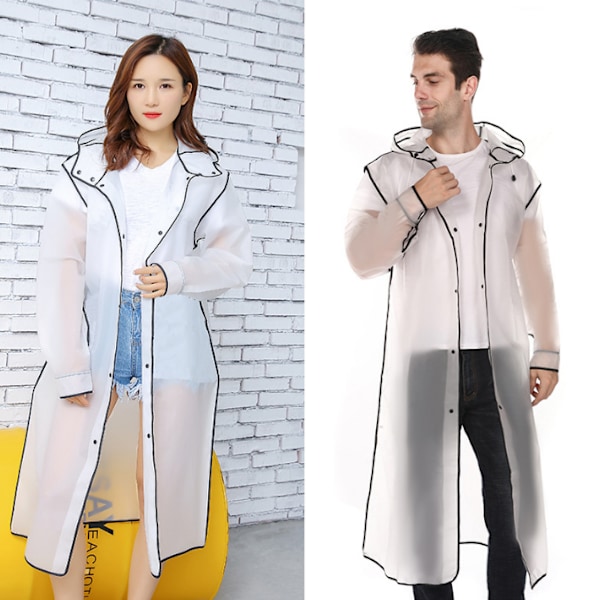 Bärbara regnponchos för vuxna med huva white M