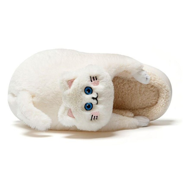 Damtofflor i plysch katt White 40-41