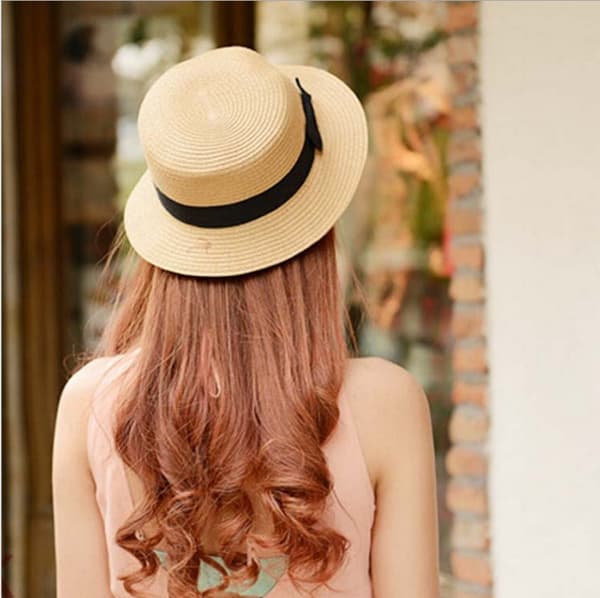 Kvinnor Bred Brätte Straw Panama Sun Hat Beige