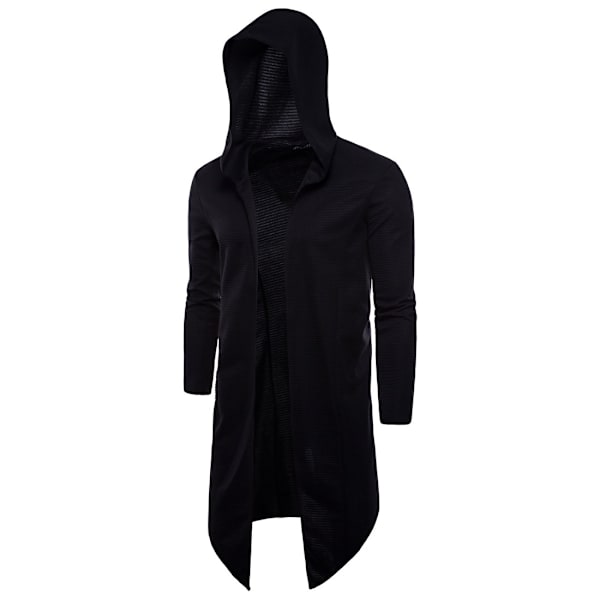 Herrar Kappa Hoodie Lång Trenchcoat Bomull Casual Överrock Jacka 4XL