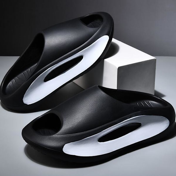 Herrar Casual Ytterkläder Tjocka Botten Svala Tofflor Black 44-45