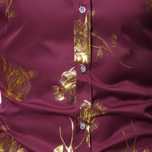 Herre Hipster Slim Fit Langærmet Knappeskjorte Wine Red M