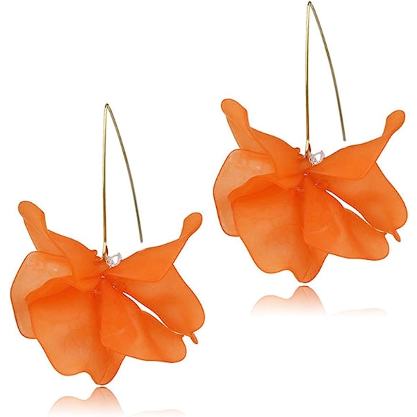 Boho Rose Petal Dangle Resin örhängen Orange