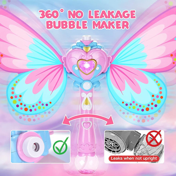 Bubble Machine för barn Butterfly Bubbles Wandblåsare Pink