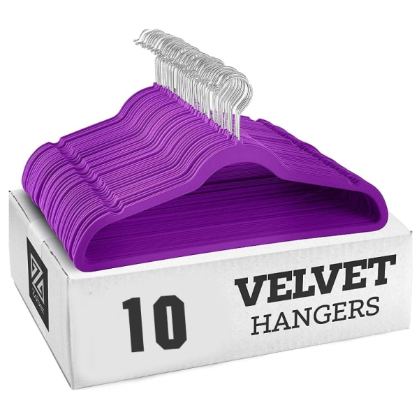 Sammetsgalgar 10-pack, Premium klädhängare purple