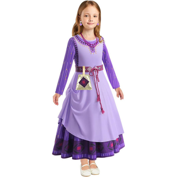 Wish Asha -mekko tytöille, prinsessapuku, lasten naamiaisasu 120
