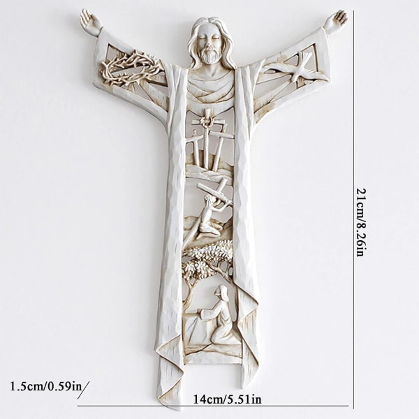 Krucifix Jesus väggstaty Handgjorda urholkade kors 21*14*1.5CM