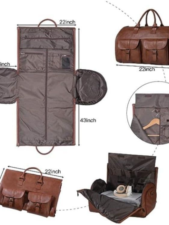 Konvertibel Reseväska i Läder Brown