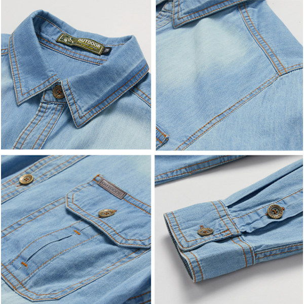 Casual jeansskjorta för män dark blue XXXL