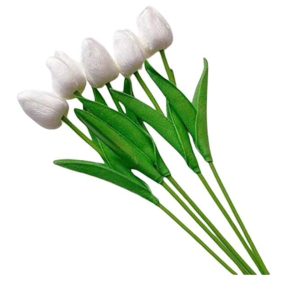 5PC tulpan simulering blommor falska blommor bukett White