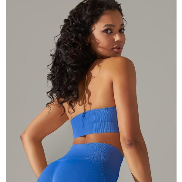 Solid Farvet Stræk Yoga Tøj Blue S
