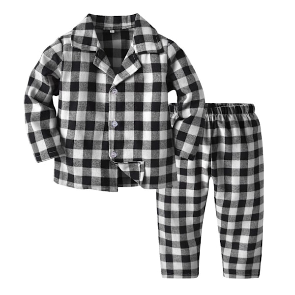 Jul Familj Matchande Kläder Röd Rutig Pyjamas Black 100cm