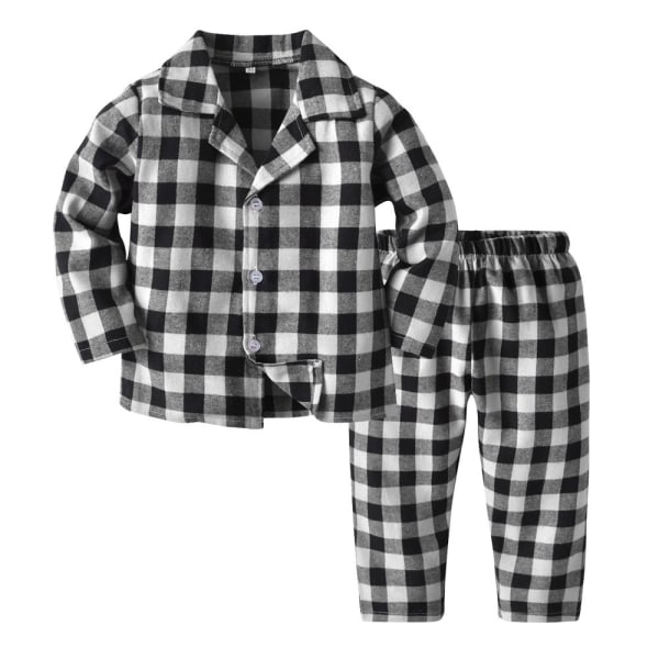 Jul Familj Matchande Kläder Röd Rutig Pyjamas Black 80cm