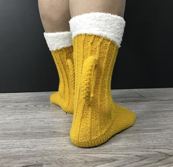 Ölstrumpor Mid Calf Varma Ullstrumpor Yellow
